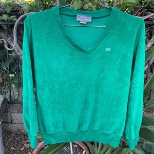 Oscar de la Renta V-neck Sweater Emerald Green